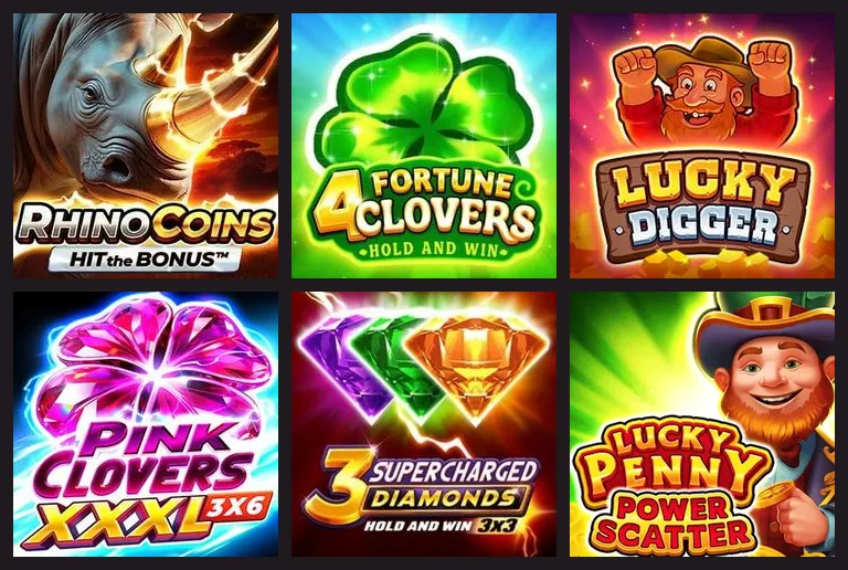 DeeSpin Casino pokies from Booongo: Rhino Coins, 4 Fortune Clovers, Lucky Digger and more
